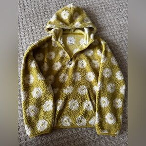 Billabong youth fleece Cozy Yellow boho/Floral Hoodie Sweater. Youth size large